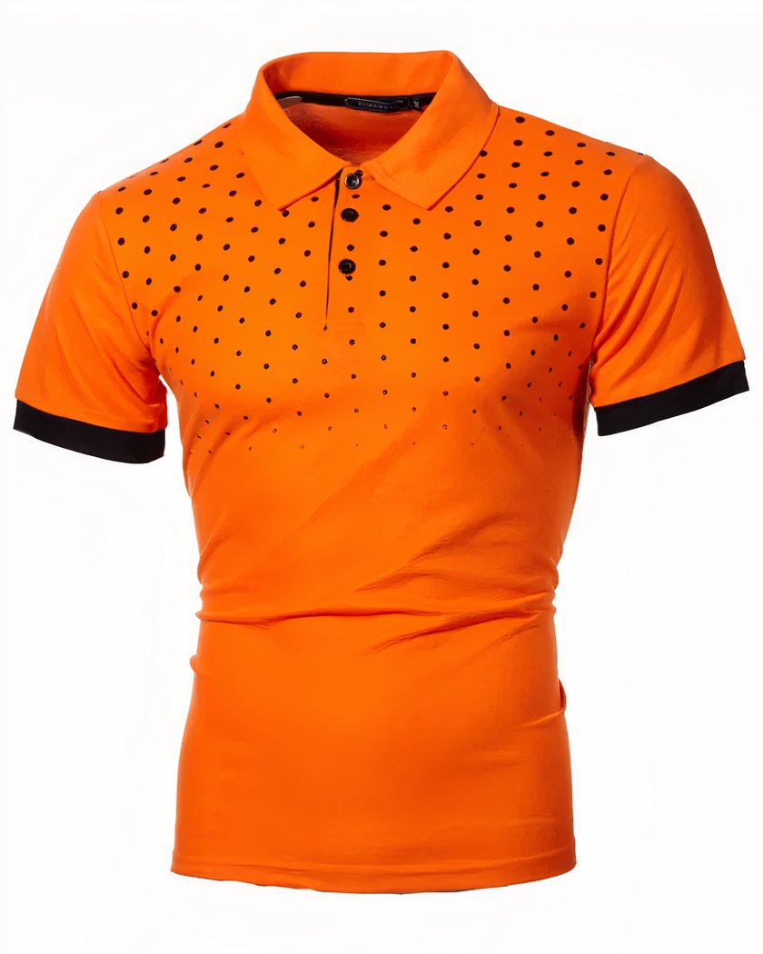 Polo De Sport A Manches Courtes A Pois Pour Homme Orange S