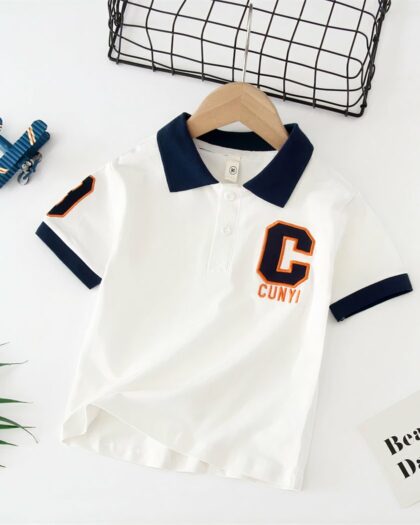 Polo de sport à manches courtes lettre C pour garçon