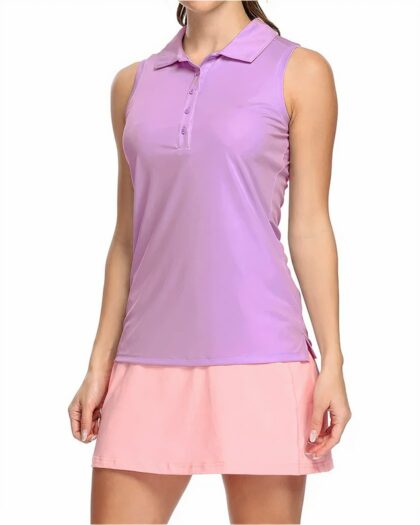 Polo de sport sans manches en fibre pour femme