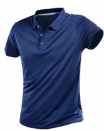 Polo de tennis bleu à manches courtes pour homme.