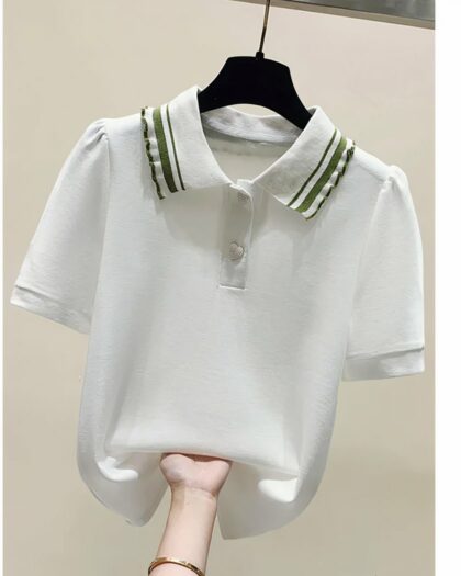 Polo femme chic boutons coeurs