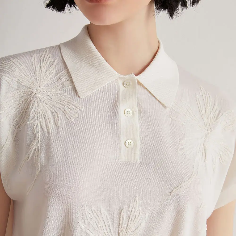 Polo Femme Chic Brode Strass 2