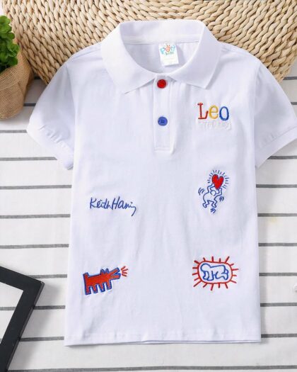 Polo manches courtes en coton à motifs pour garçon de 3 à 7 ans