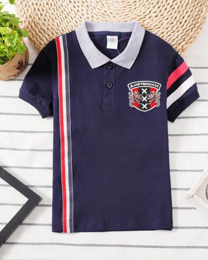 Polo rugby à manches courtes rayures verticales pour garçon 2 à 6 ans