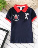 Polo rugby manches courtes en coton à écusson garçon 2 à 11 ans