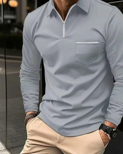 Polo zippé décontracté pour homme