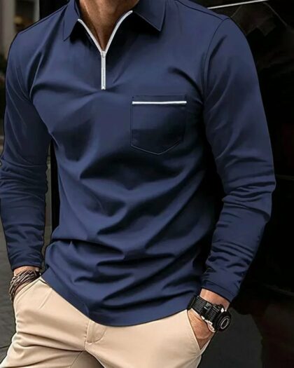 Polo zippé décontracté pour homme