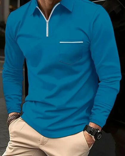 Polo zippé décontracté pour homme