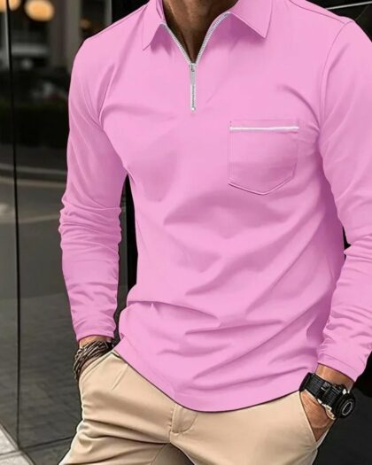 Polo zippé décontracté pour homme