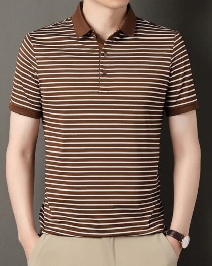 Polo marinière élégant à rayures fines