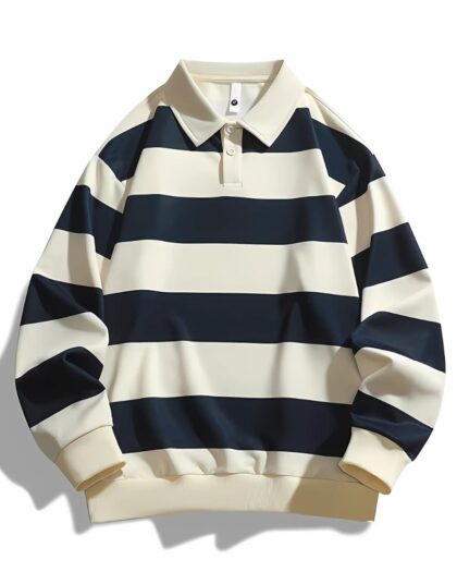 Polo marinière pour homme style vintage sur fond blanc